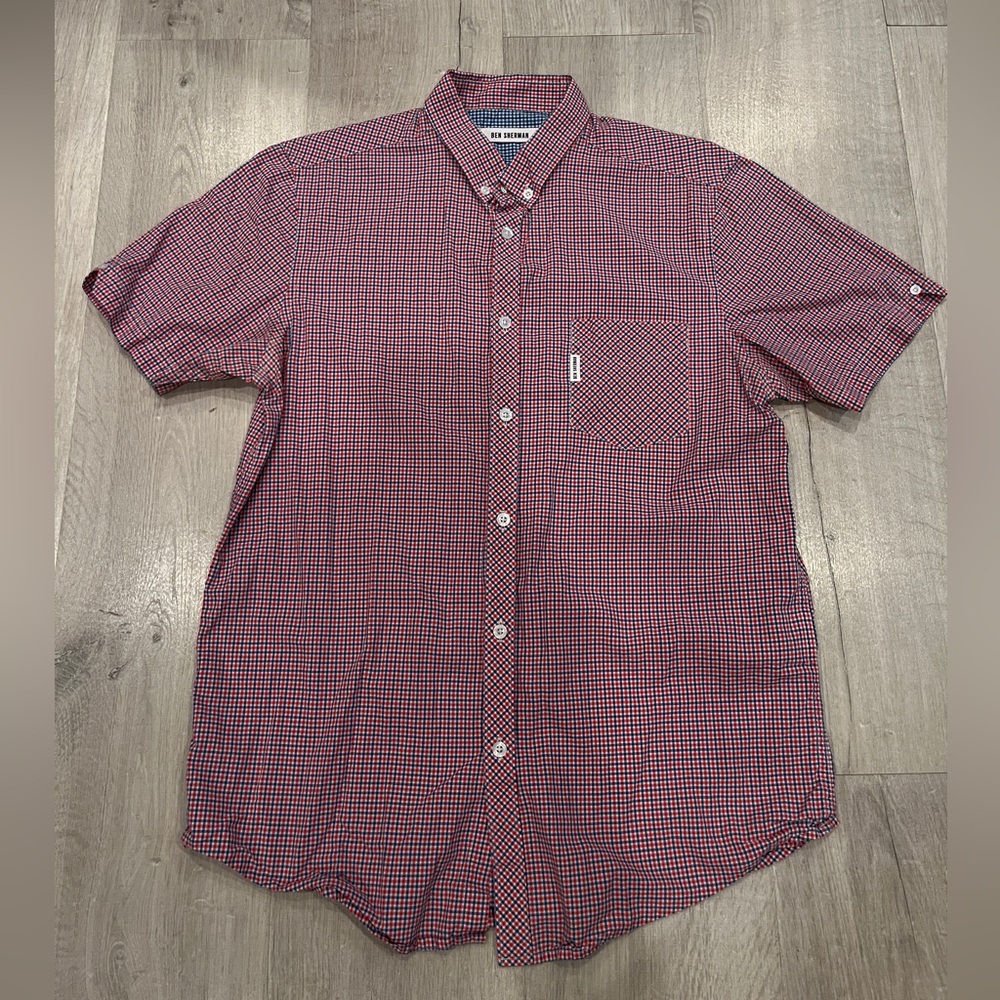 Ben Sherman Red and Black Checkered Button Down Shirt